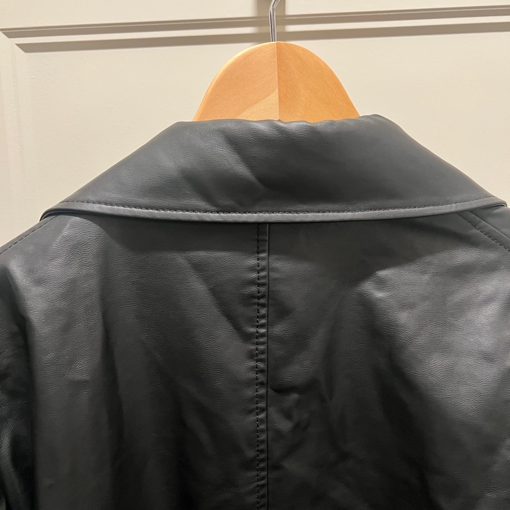 UNIQLO Faux Leather Biker Jacket – Black, Size Medium - Picture 9 of 9